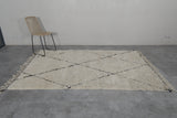 Handmade Moroccan Rug - 5.2 x 8.3 Feet, Cream with Black Diamond Pattern | Berber Style