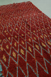 Red Vintage Moroccan Runner Rug 4 X 10.2 Feet