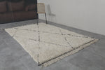 Handmade Moroccan Rug - 5.2 x 8.3 Feet, Cream with Black Diamond Pattern | Berber Style