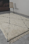 Handmade Moroccan Rug - 5.2 x 8.3 Feet, Cream with Black Diamond Pattern | Berber Style