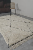 Handmade Moroccan Rug - 5.2 x 8.3 Feet, Cream with Black Diamond Pattern | Berber Style