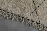 Handmade Moroccan Rug - 5.2 x 8.3 Feet, Cream with Black Diamond Pattern | Berber Style