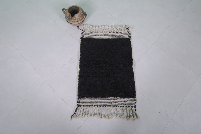 Black Moroccan Rug - 2 x 3 Feet | Handmade Wool Accent Rug