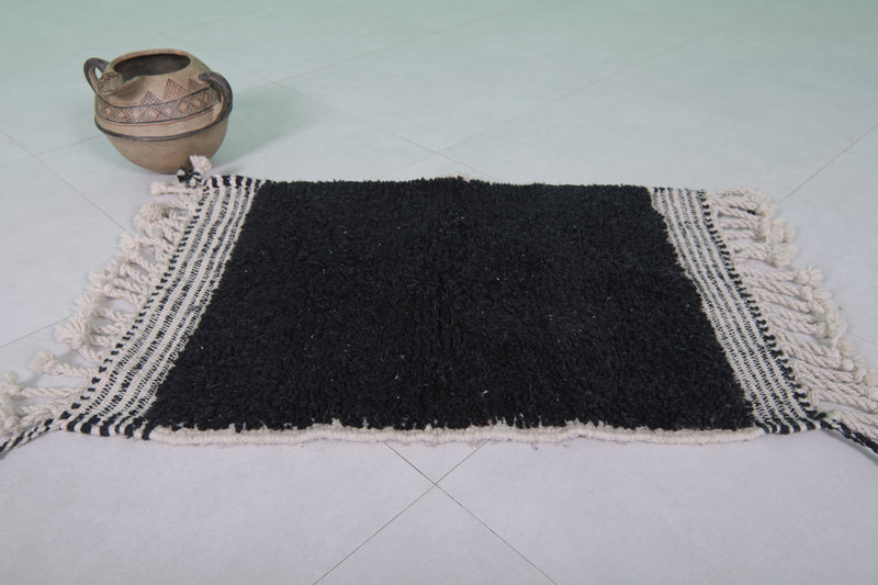 Black Moroccan Rug - 2 x 3 Feet | Handmade Wool Accent Rug