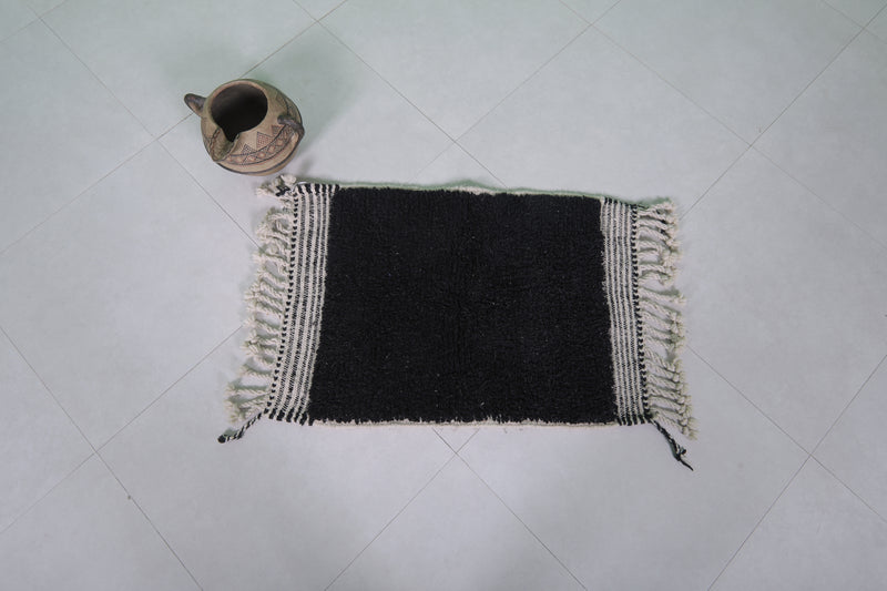 Black Moroccan Rug - 2 x 3 Feet | Handmade Wool Accent Rug