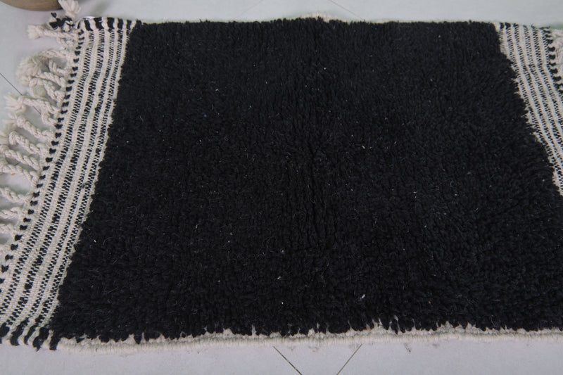 Black Moroccan Rug - 2 x 3 Feet | Handmade Wool Accent Rug