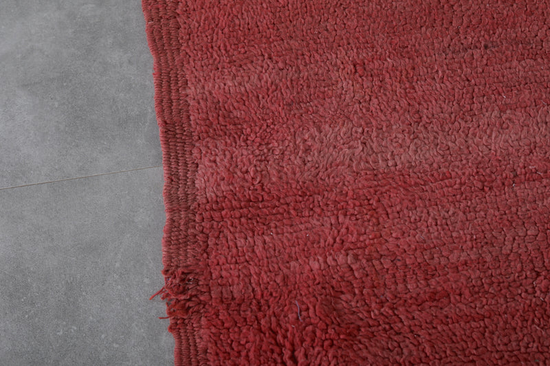 Red Berber Rug 3.4 x 7.4 FT - Handwoven Moroccan Carpet