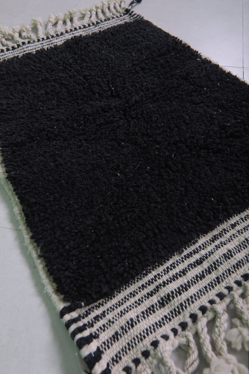 Black Moroccan Rug - 2 x 3 Feet | Handmade Wool Accent Rug