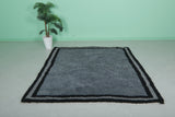 Handmade Moroccan Rug - Gray & Black 6.4 x 6.8 Feet | Wool Accent Carpet