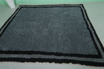 Handmade Moroccan Rug - Gray & Black 6.4 x 6.8 Feet | Wool Accent Carpet