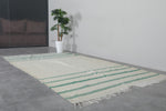 Beige and Green Striped Rug 5.4 X 9.4 Feet