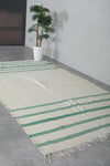 Beige and Green Striped Rug 5.4 X 9.4 Feet