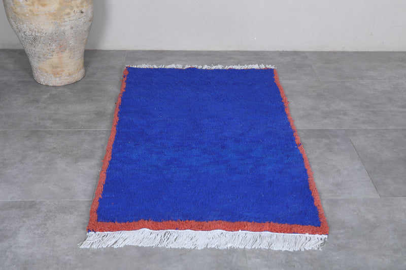 Moroccan Rug - 3 x 5 ft | Handwoven Bold Blue Accent