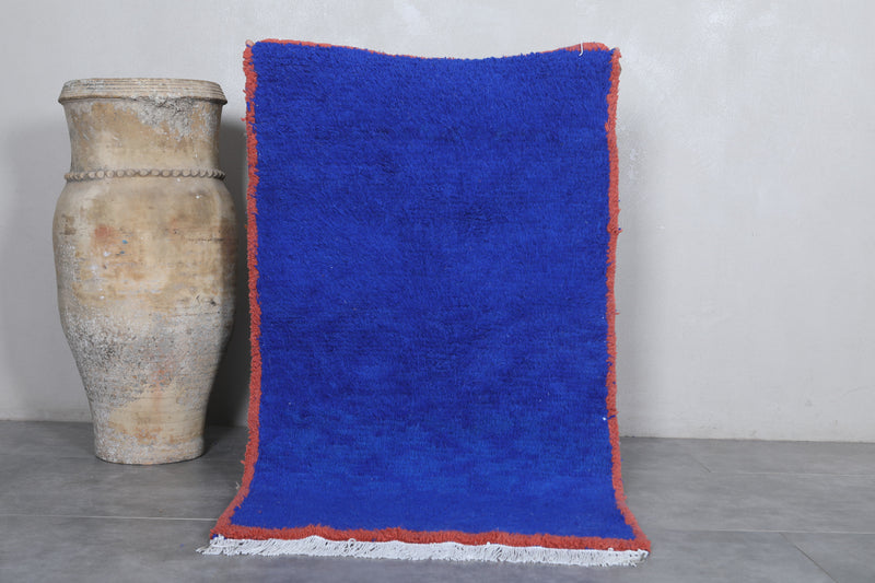 Moroccan Rug - 3 x 5 ft | Handwoven Bold Blue Accent