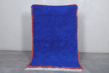 Moroccan Rug - 3 x 5 ft | Handwoven Bold Blue Accent