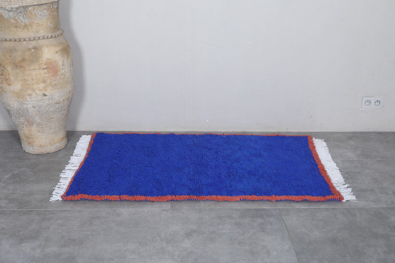 Moroccan Rug - 3 x 5 ft | Handwoven Bold Blue Accent