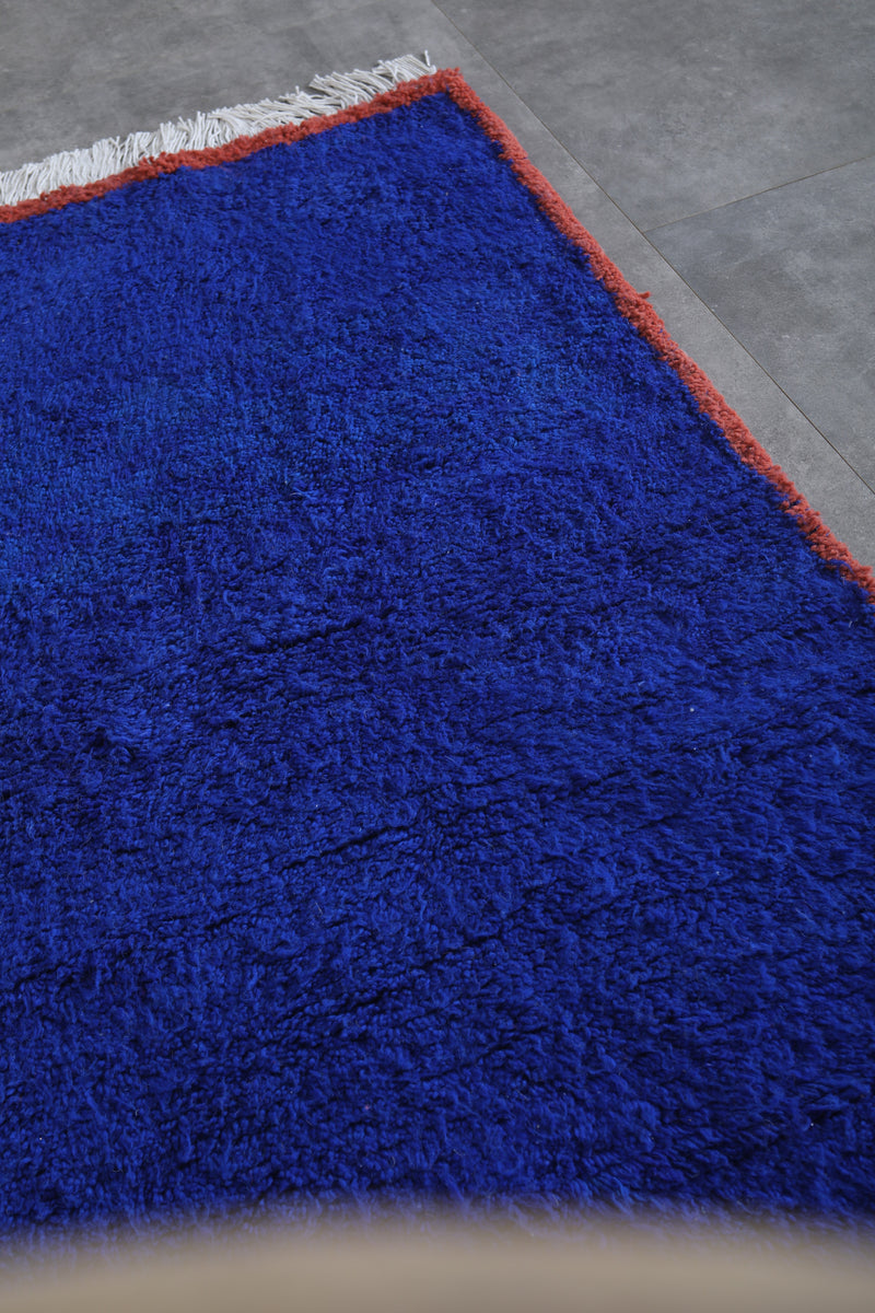 Moroccan Rug - 3 x 5 ft | Handwoven Bold Blue Accent