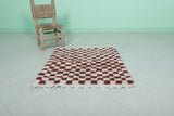 Handmade berber rug 2.7 FT X 3 FT - striped rug