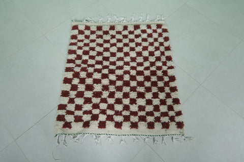 Handmade berber rug 2.7 FT X 3 FT - striped rug