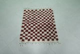 Handmade berber rug 2.7 FT X 3 FT - striped rug