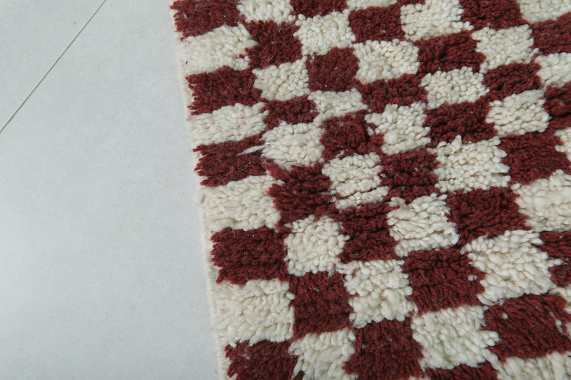 Handmade Berber Rug 2.7 x 3 Ft - Checkered Wool Design