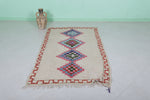 Vintage handmade moroccan berber runner rug 3.7 FT X 6.2 FT