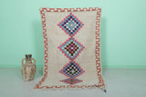 Vintage handmade moroccan berber runner rug 3.7 FT X 6.2 FT