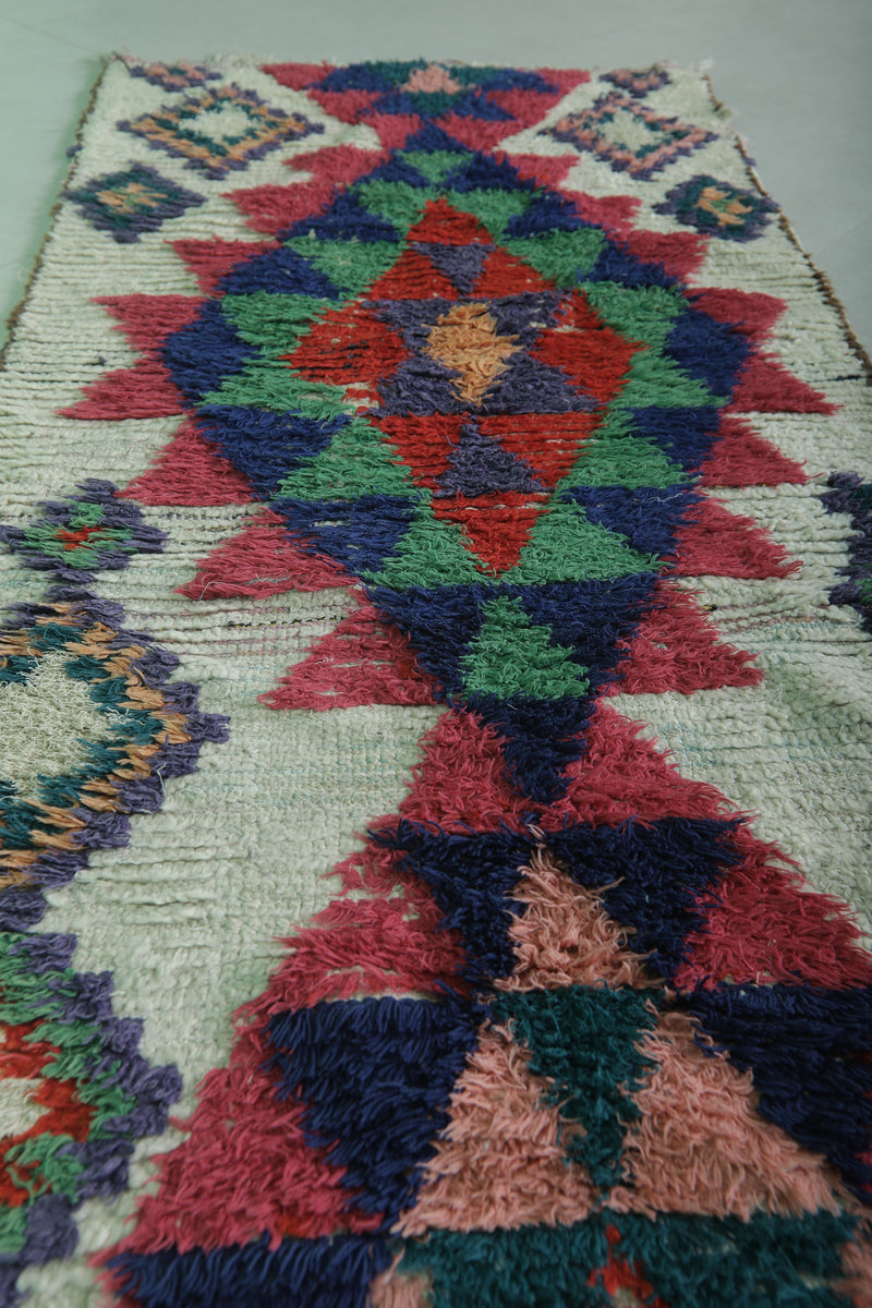 Moroccan berber rug 2.6 X 7.4 Feet - Boucherouite Rugs