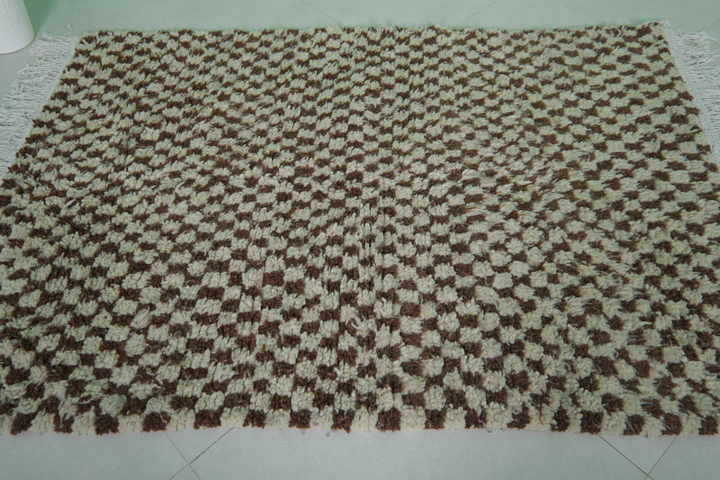 Moroccan Berber Rug - 4.4 x 6.3 ft - Handwoven Wool Striped Rug