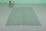 Green Moroccan Checkered Rug 4.6 X 6.3 Feet – Handcrafted Decor