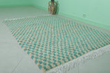 Green Moroccan Checkered Rug 4.6 X 6.3 Feet – Handcrafted Decor