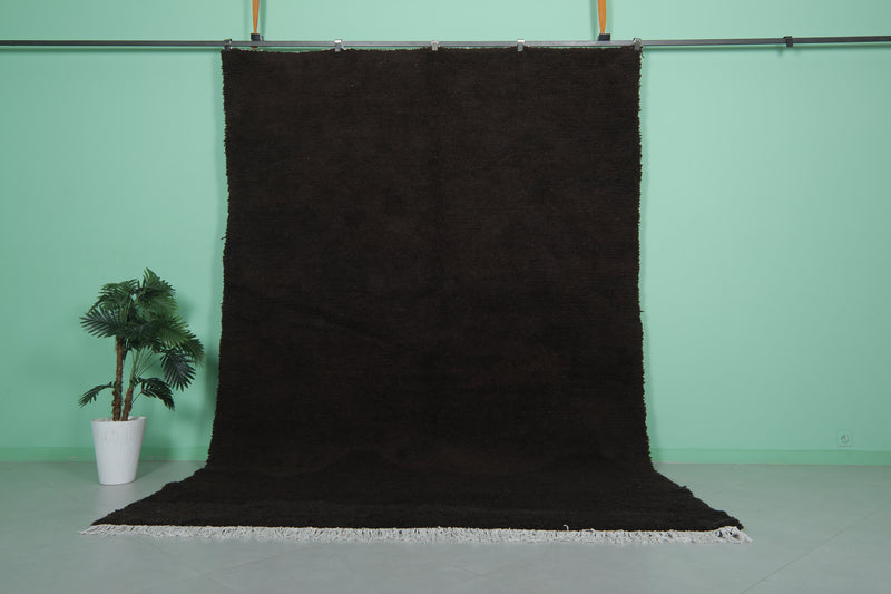 Large Moroccan Rug 8 x 11.9 ft - Black Shag Rug with Fringes