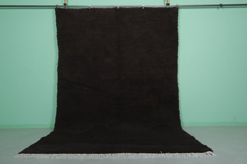 Large Moroccan Rug 8 x 11.9 ft - Black Shag Rug with Fringes