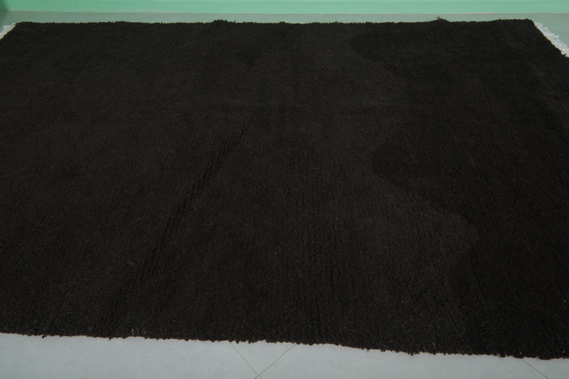 Large Moroccan Rug 8 x 11.9 ft - Black Shag Rug with Fringes