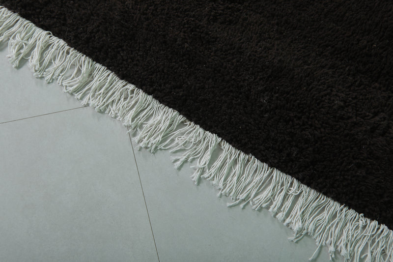 Large Moroccan Rug 8 x 11.9 ft - Black Shag Rug with Fringes