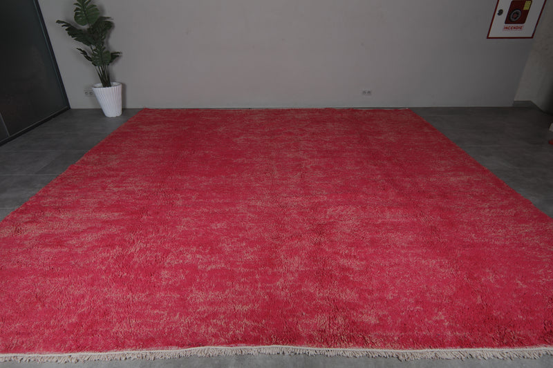 Pink Moroccan Rug - 13.7 x 13.4 Feet | Luxurious Handmade Design