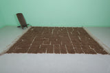 Large Moroccan Rug - 7.6 x 10.5 Feet, Brown with Cream Abstract Pattern | Handwoven Berber Rug