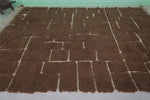 Large Moroccan Rug - 7.6 x 10.5 Feet, Brown with Cream Abstract Pattern | Handwoven Berber Rug