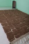 Large Moroccan Rug - 7.6 x 10.5 Feet, Brown with Cream Abstract Pattern | Handwoven Berber Rug