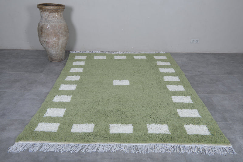 Green Moroccan Berber Rug - 6.2 x 8.2 Feet | Handmade Wool Rug