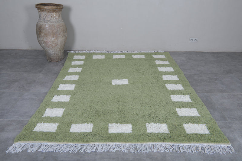 Handmade Beni ourain rug custom - Green Berber rug