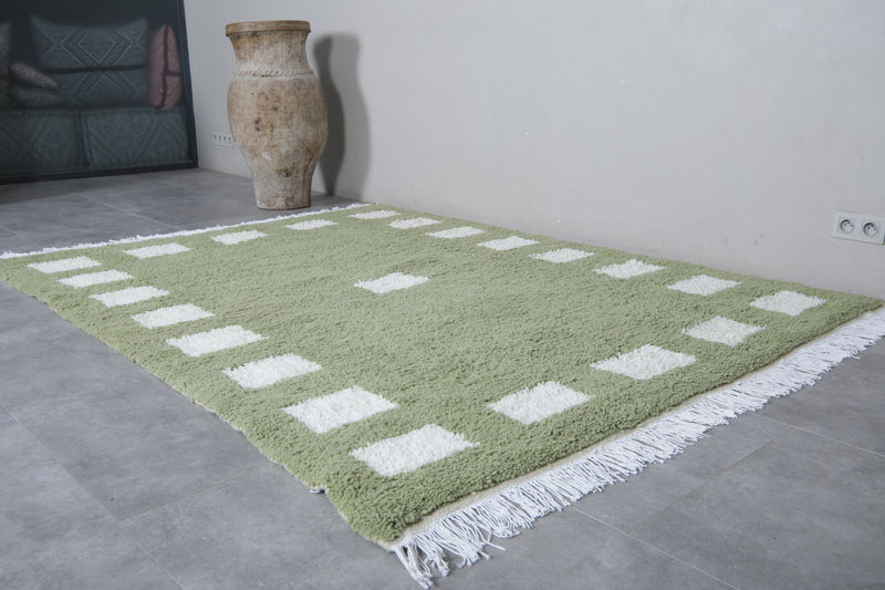 Green Moroccan Berber Rug - 6.2 x 8.2 Feet | Handmade Wool Rug