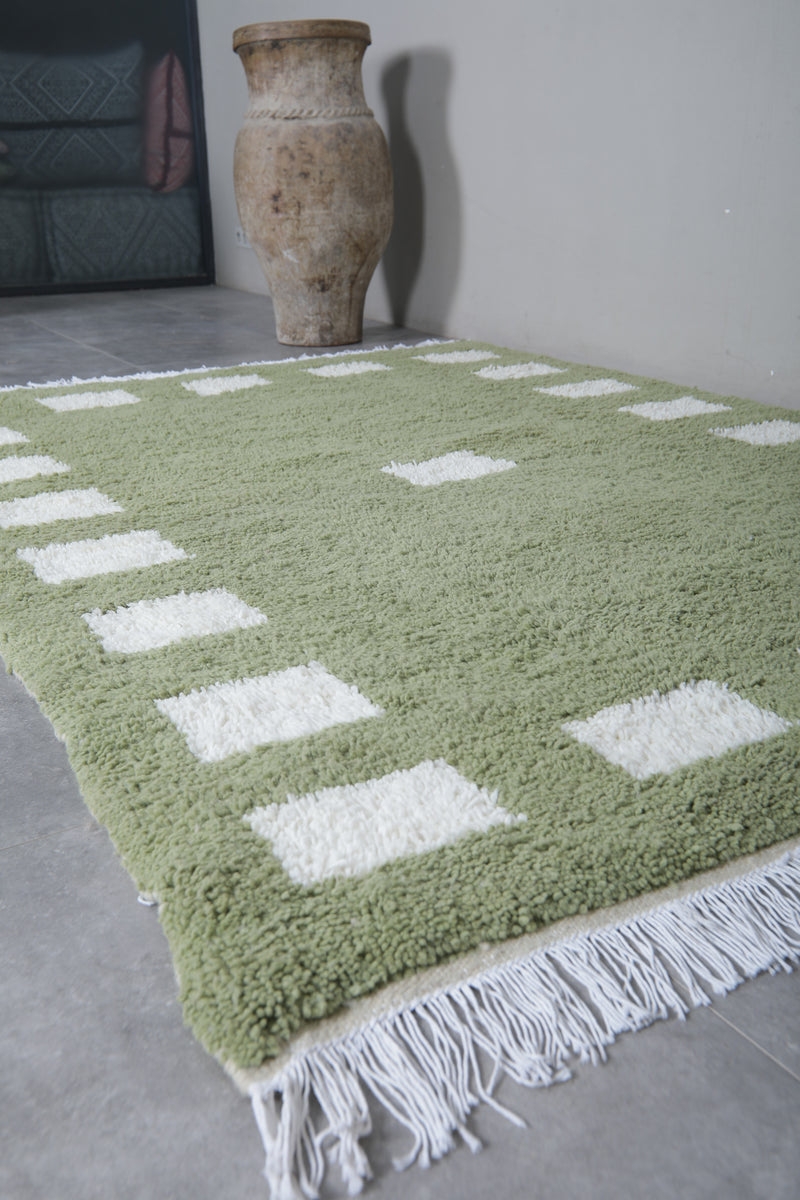 Green Moroccan Berber Rug - 6.2 x 8.2 Feet | Handmade Wool Rug