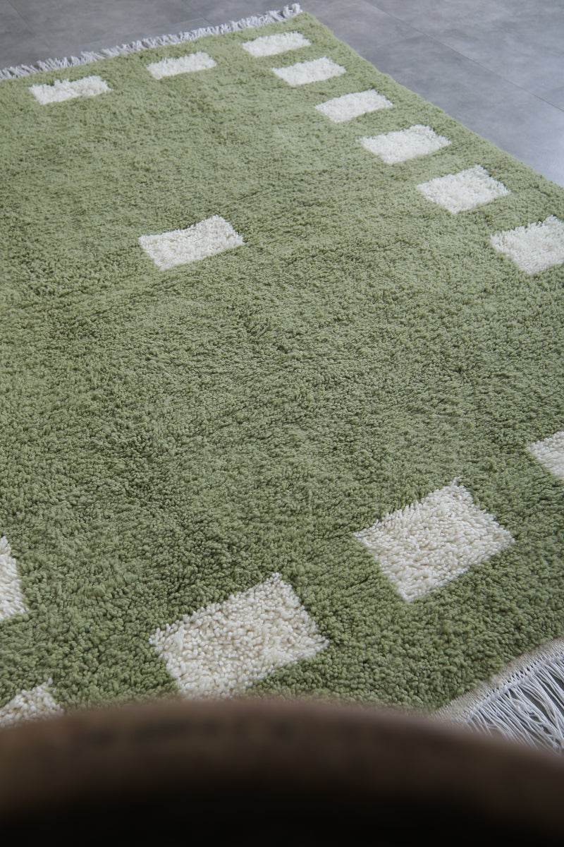 Handmade Beni ourain rug custom - Green Berber rug