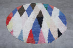 Round Moroccan Wool Rug 5.1 Feet – Vibrant Multicolor Geometric Design