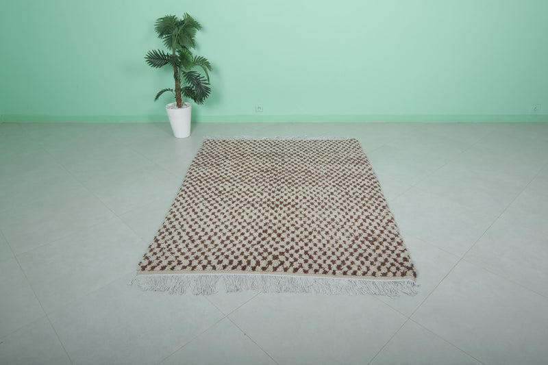 Handwoven Beni Ourain Rug 4.9 x 6.4 ft - Moroccan Striped Design