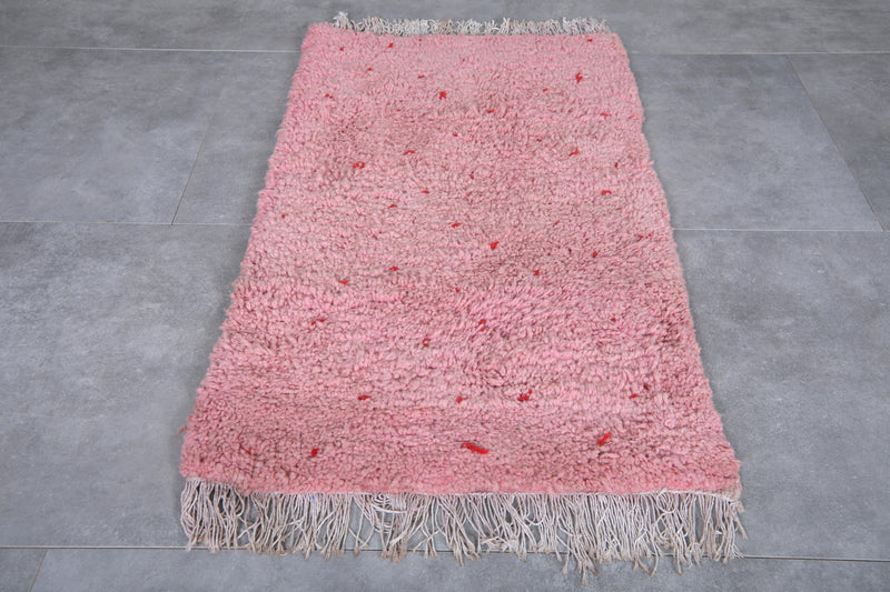 Pink Moroccan Rug - 2.2 x 3.8 Feet | Handmade Berber Wool