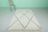 Authentic Moroccan Rug - 5.5 x 7.7 ft | White with Black Diamond Pattern