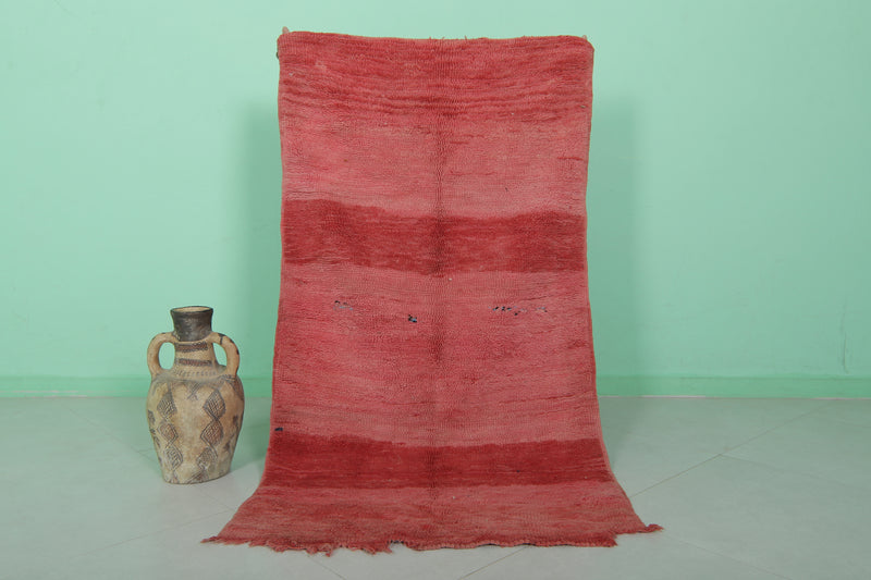 Handwoven Red Moroccan Rug - 3 X 5.6 Feet