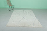 Diamond Moroccan Rug 5.5 x 7.7 ft - Handwoven Wool in Ivory